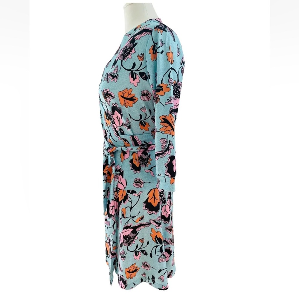 Diane von Furstenberg Tulle Flower Green Wrap Dress Sz 4 - Picture 3 of 5